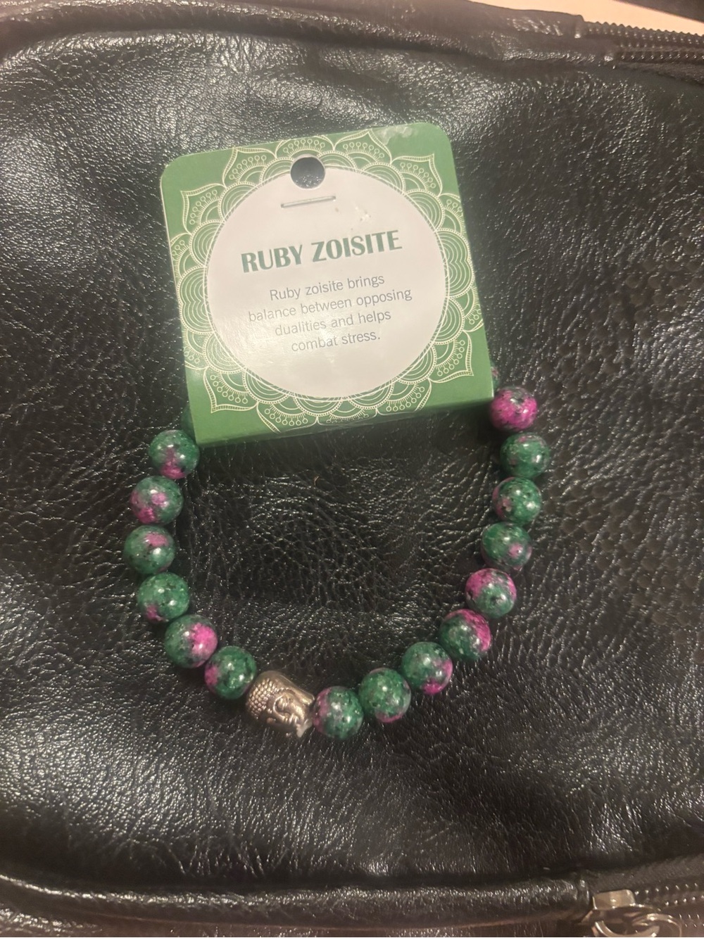 Ruby Zoisite Beaded Stretch Bracelet - Green & Pink